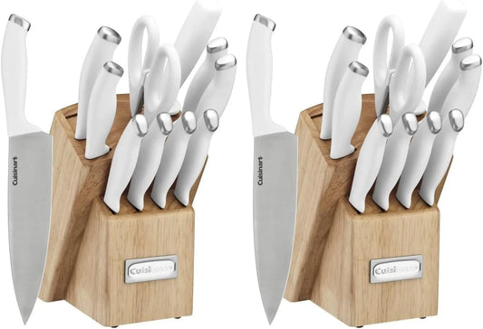 Cuisinart Block Knife Set, 12pc Cutlery Knife Set with Steel Blades for Precise Cutting, Lightweight, Stainless Steel, Durable & Dishwasher Safe, C77SSW-12P (Pack of 2)