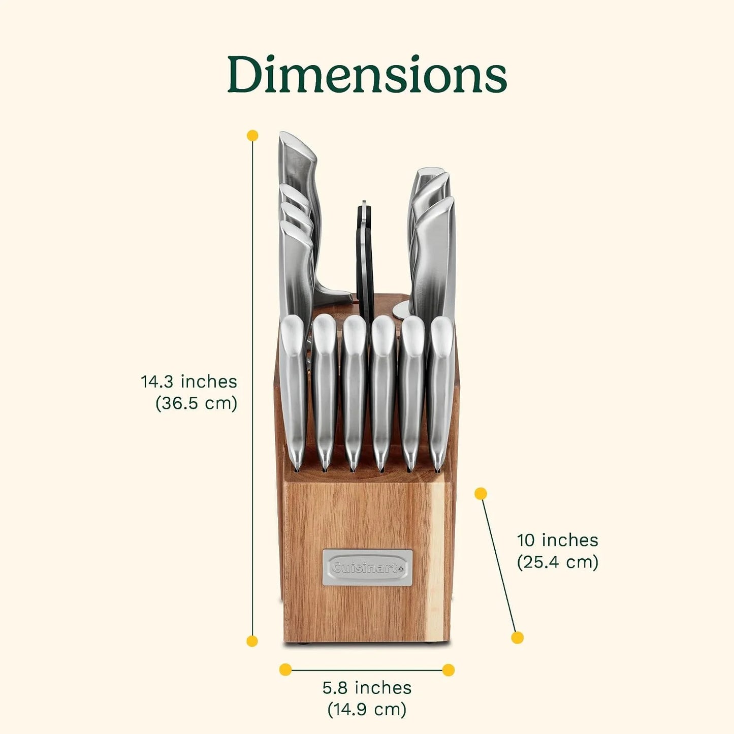 Cuisinart 15pc German Stainless Steel Hollow Handle Cutlery Block Set w/Acacia Block