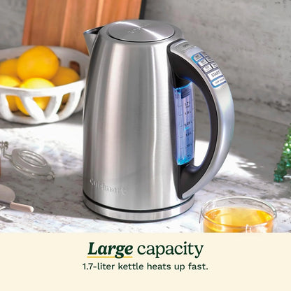 Cuisinart PerfecTemp 1.7-Liter Electric Kettle, Cordless Electric Tea Kettle, 1500W for Fast Heat-Up, 6 Preset Temperatures, 30-Minute Keep Warm, Stay Cool Nonslip Handle, Graphite Gray