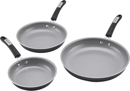 Cuisinart, 3-Pc Classic Ceramic Nonstick Skillet Set, Amazon Exclusive, 35C22-3BK