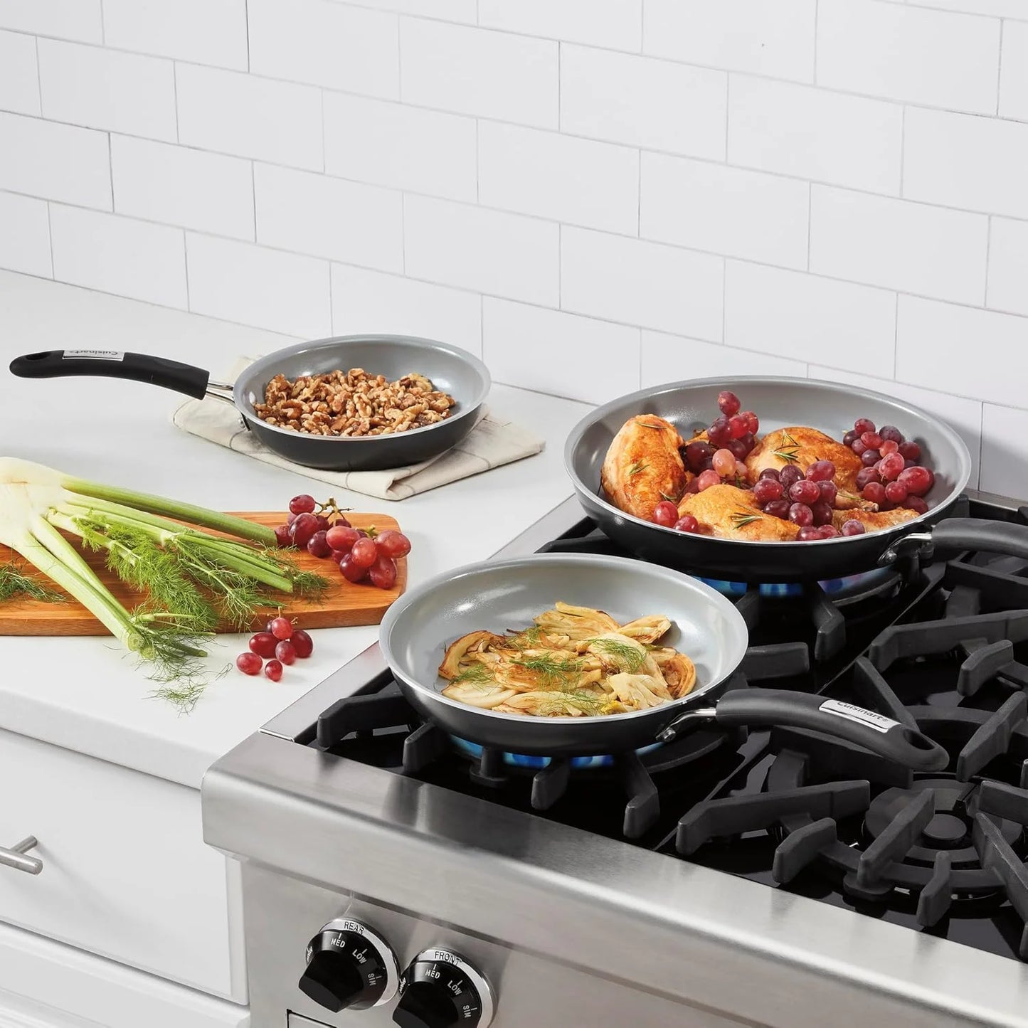 Cuisinart, 3-Pc Classic Ceramic Nonstick Skillet Set, Amazon Exclusive, 35C22-3BK