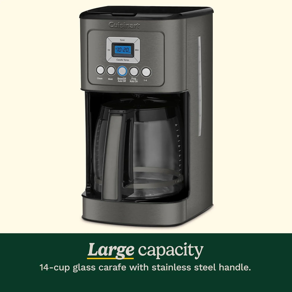 Cuisinart 14-Cup Coffee Maker, Programmable PerfecTemp Glass Carafe Coffee Machine with 1-4 Cup Setting, Brew Strength Control and Pause, Stainless Steel, DCC-3200BKSNAS, Black