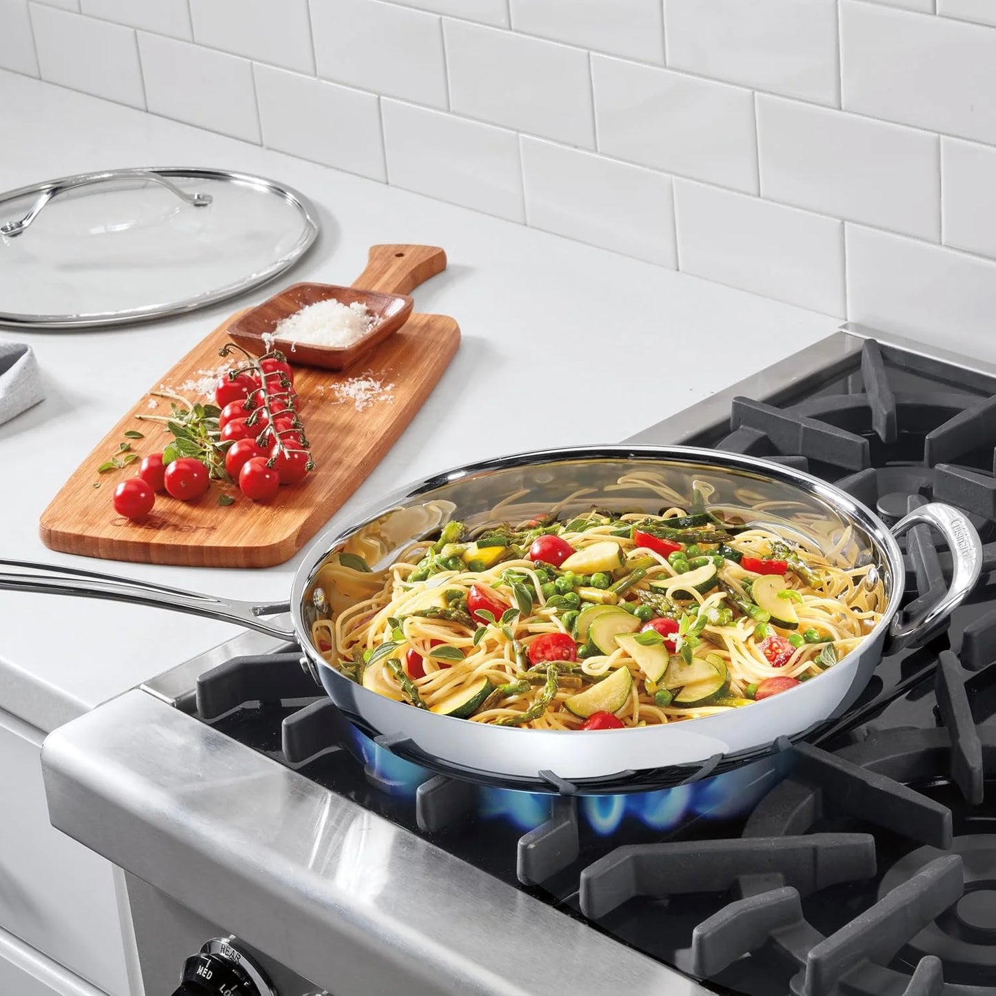 Cuisinart PureClad™ PureClad™ Triple-Ply 12" Stainless Steel Skillet with Helper Handle and Cover. PCT22-30HC