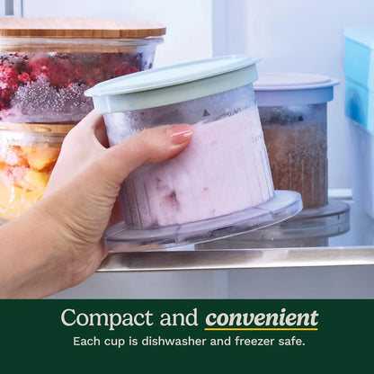 FastFreeze MAX Ice Cream Maker Dessert Cups 2-Pack – 1-Pint Freezer Cups with Lids, Dishwasher-Safe, Compatible with ICE-FD50 for Homemade Ice Cream, Sorbet, Smoothies & Frozen Desserts