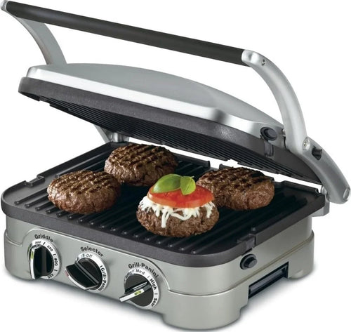 Cuisinart Griddler Indoor Grill, Panini Press, Sandwich Maker & More, 5-in-1 Grilling, Dishwasher-Safe Nonstick Cooking Plates, GR-4NP1, Stainless Steel
