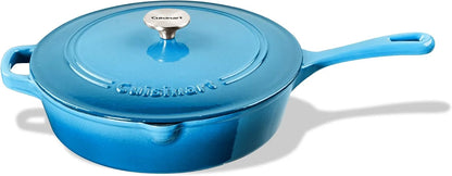 Cuisinart Chef's Classic Enameled Cast Iron Dutch Oven with Lid, Porcelain Enameled Interior, Oven Safe, Induction Compatible, 12-Inch, Chicken Fryer, Blue Gradient