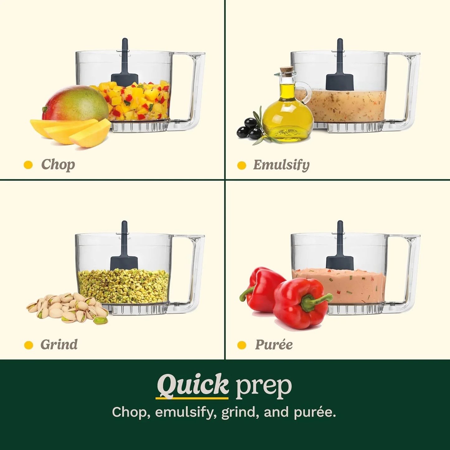Cuisinart Mini-Prep Plus Food Processor, 3 Cup Mini Food Processor to Chop Herbs, Vegetables, and Hard Cheese, 3 Cup Work Bowl, Reversible Stainless Steel Blade, DLC-2A, White