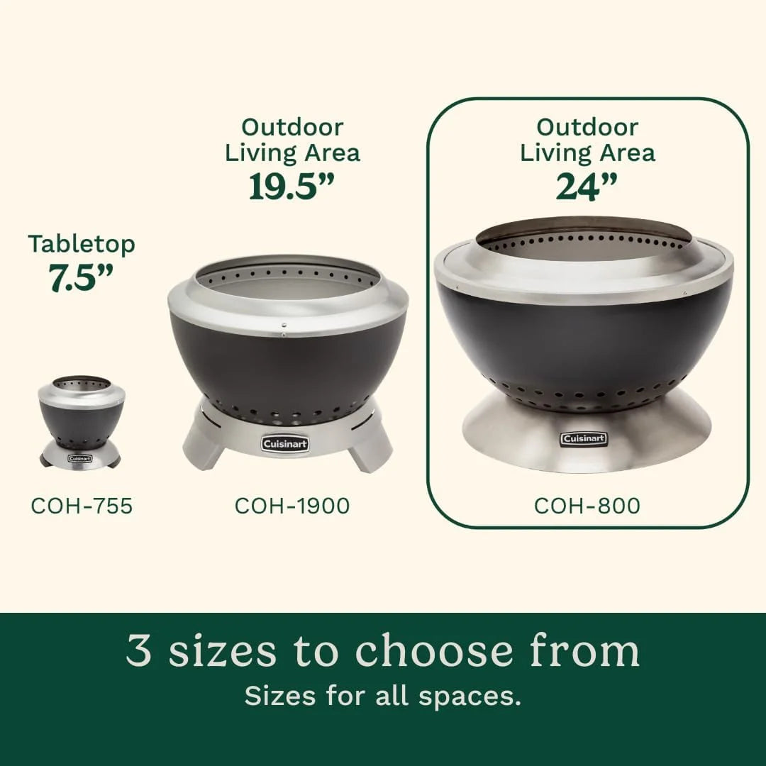 Cuisinart Outdoor Fire Pit, Cleanburn Smokeless System, Wood Burning, 24"