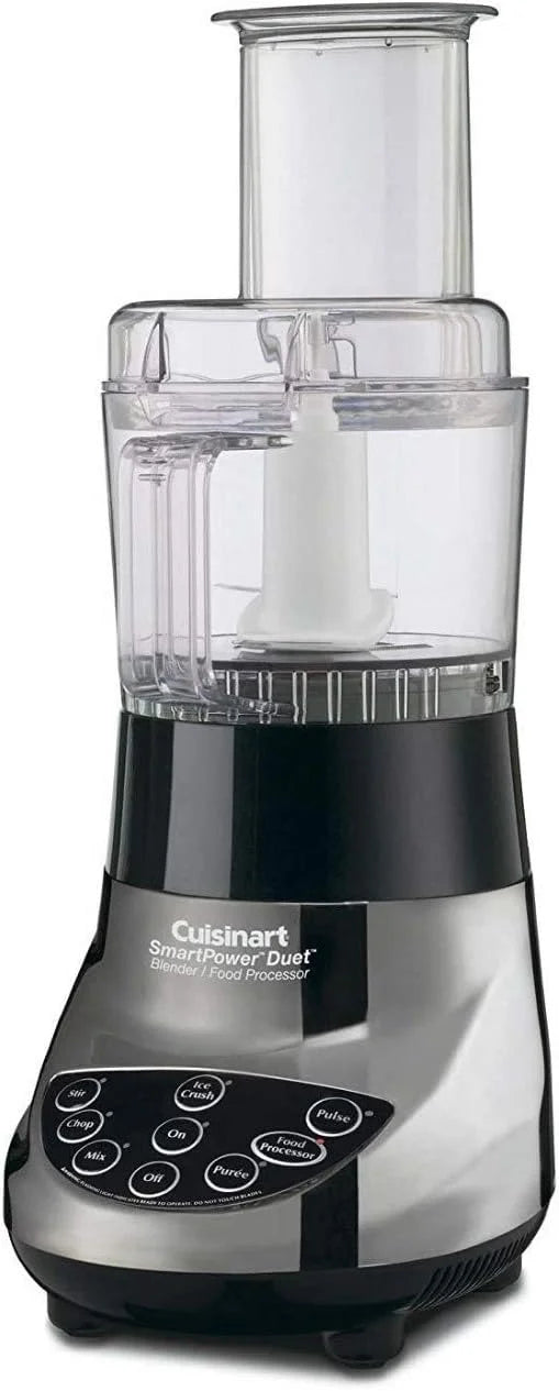 Cuisinart BFP-703BCP1 Smart Power Duet Blender & Food Processor, 500-Watt Motor, 48-Oz Glass Jar, 3-Cup Processor, 7-Speed Ice Crush, Stainless Steel Blades, Brushed Chrome, BPA-Free, 120V