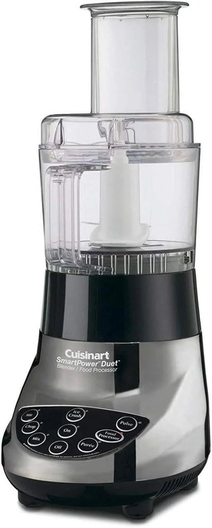Cuisinart BFP-703BCP1 Smart Power Duet Blender & Food Processor, 500-Watt Motor, 48-Oz Glass Jar, 3-Cup Processor, 7-Speed Ice Crush, Stainless Steel Blades, Brushed Chrome, BPA-Free, 120V