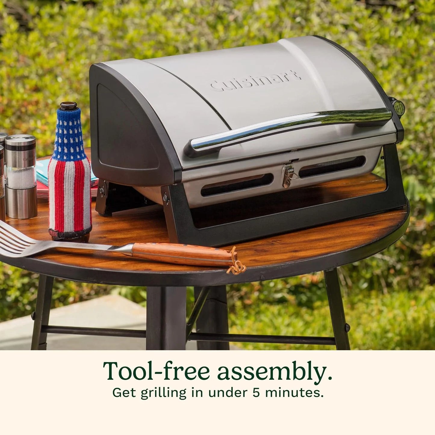 Cuisinart Gas Grill with Locking Lid, Portable, 8,000 BTU, 10 lbs.