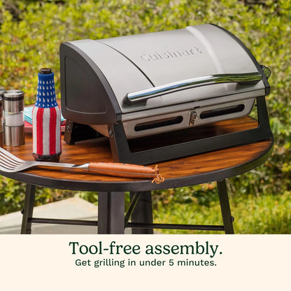 Cuisinart Gas Grill with Locking Lid, Portable, 8,000 BTU, 10 lbs.