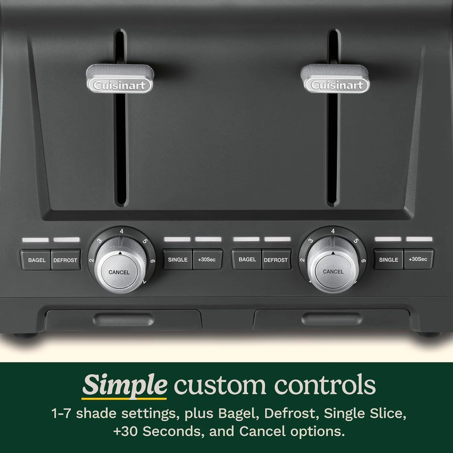 Cuisinart 4-Slice XL Slot Toaster, Extra-Wide Slots, 7 Shade Setting, Black