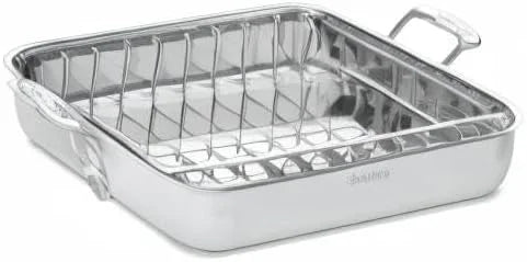 Cuisinart 16-Inch Roasting Pan, Induction Compatible Premium Rectangular Roaster Pan With Rack, Stainless Steel Roasting Pan with Rack, Large Capacity, Dishwasher Safe