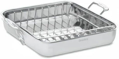 Cuisinart 16-Inch Roasting Pan, Induction Compatible Premium Rectangular Roaster Pan With Rack, Stainless Steel Roasting Pan with Rack, Large Capacity, Dishwasher Safe
