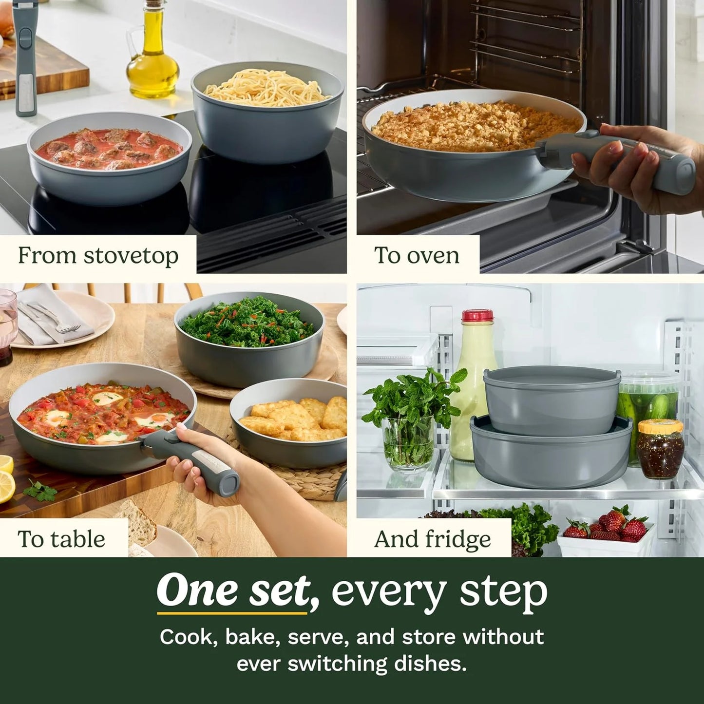 Cuisinart ClickSmart Nonstick Ceramic Cookware, Detachable Handle, 13-Pc