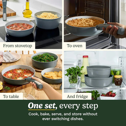 Cuisinart ClickSmart Nonstick Ceramic Cookware, Detachable Handle, 13-Pc