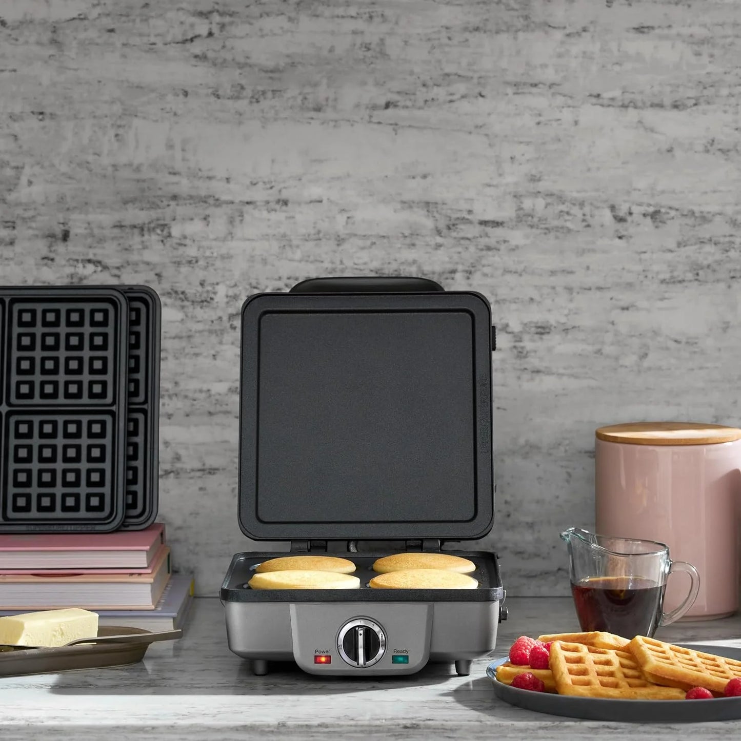 Cuisinart Belgian Waffle Maker, 2-in-1 Nonstick Pancake Plates, 4 Pockets