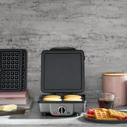 Cuisinart Belgian Waffle Maker, 2-in-1 Nonstick Pancake Plates, 4 Pockets