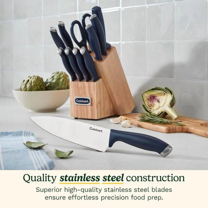 Cuisinart C77SSN-12P Color Pro Collection 12 Piece Knife Block Set, Navy