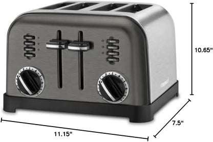 Cuisinart Toaster, Defrost & Reheat, Stainless Steel, 4 Extra-Wide Slots