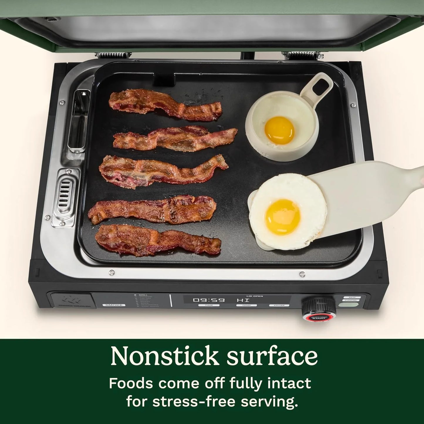 Cuisinart FlavorBoost™ Flat Top Griddle Plate, Ceramic Nonstick Cast Aluminum Griddle Insert for FlavorBoost® Outdoor Electric Grill, Even Heating Flat Top Grill Plate for Breakfast, Burgers, and More