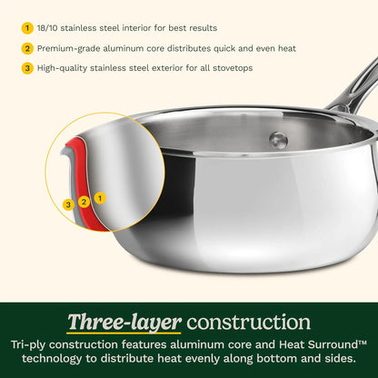 Cuisinart PureClad™ Triple-Ply 1.5 Qt. Stainless Steel Saucepan with Cover, PCT19-16
