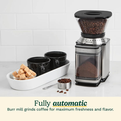 Cuisinart Coffee Grinder, Electric One-Touch Automatic Burr Coffee Grinder with 18-Position Grind Selector, Cup Size Selector for 4 – 18 Cups, Cream Stainless Steel