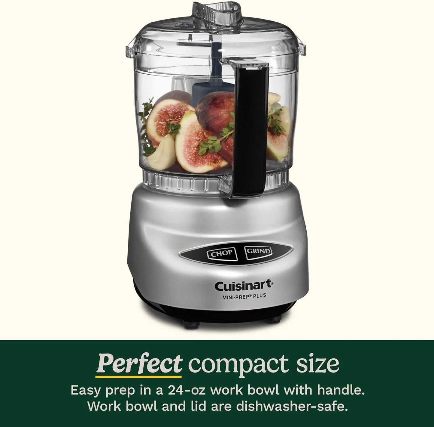 Cuisinart Mini-Prep Plus Food Processor, 3 Cup Mini Food Processor to Chop Herbs, Vegetables, and Hard Cheese, 3 Cup Work Bowl, Reversible Stainless Steel Blade, DLC-2A, White