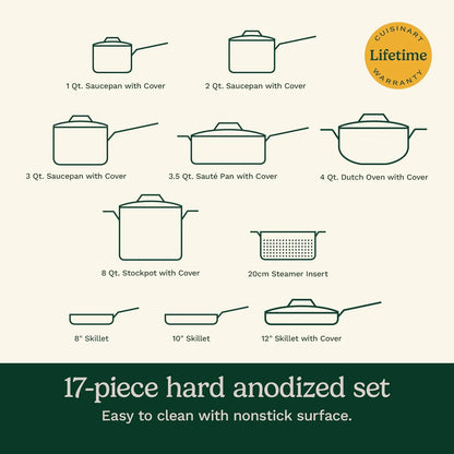 Cuisinart Chef's Classic™ Nonstick Hard Anodized 17 Piece Set w/Tempered Glass Lids