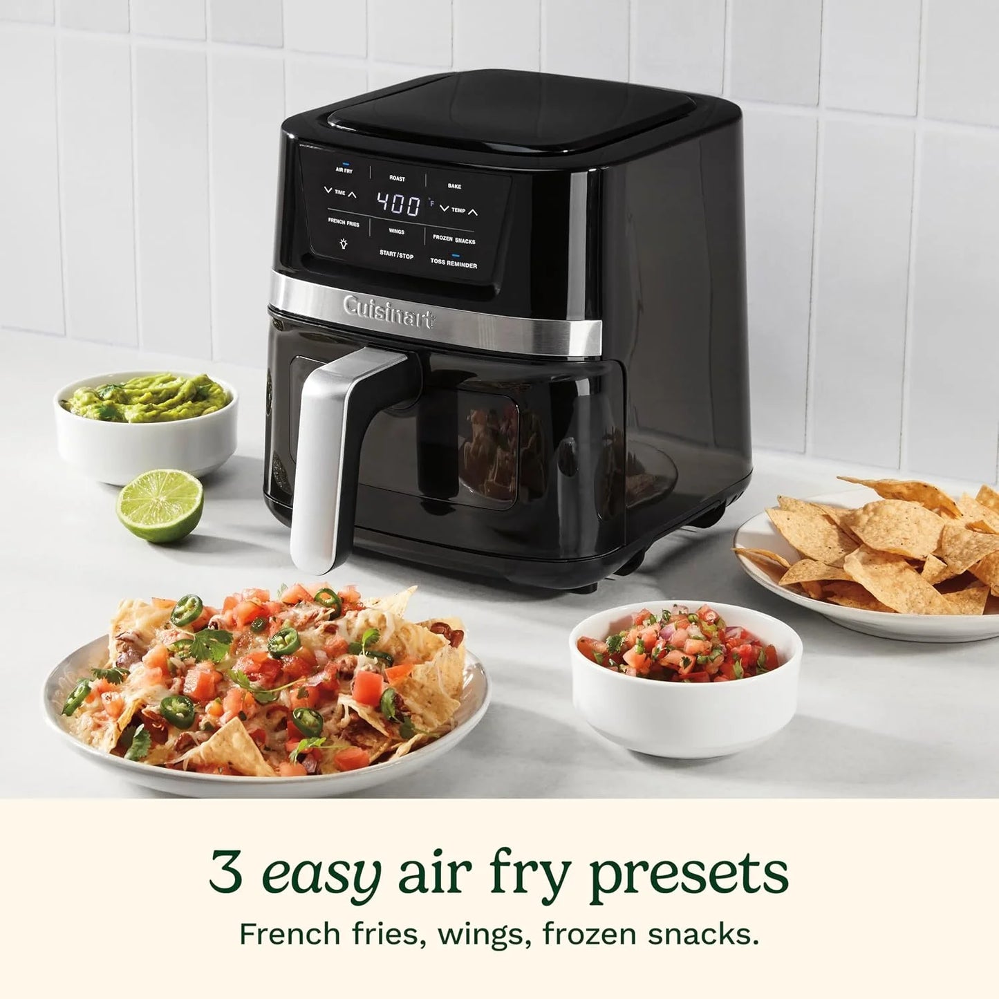 Cuisinart Air Fryer, 2.6-Quart Compact Basket Fryer with 3 Cooking Functions to Air Fry, Roast, and Bake, 3 Airfryer Presets, Dishwasher-Safe Parts, AIR-80, Stainless Steel & Black