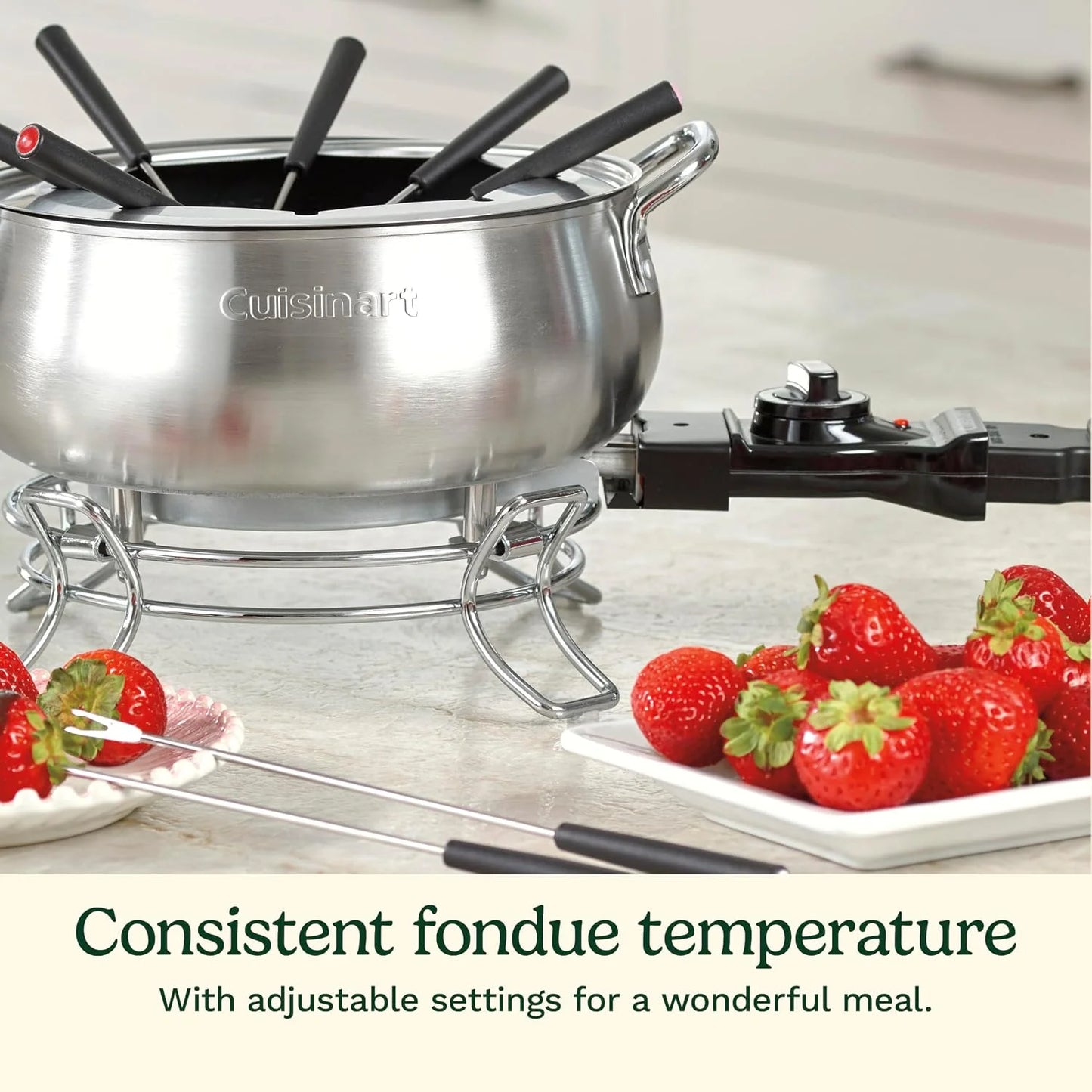 Cuisinart Electric Fondue Set, Nonstick Interior, 3-Quart Pot & 8 Forks