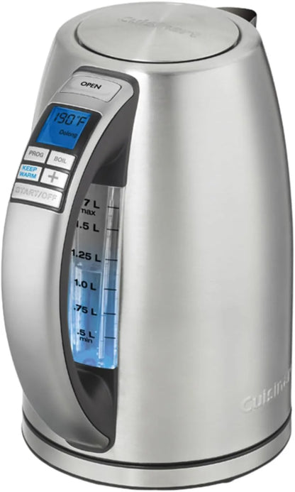 Cuisinart PerfecTemp 1.7-Liter 1500-Watt Stainless Steel Cordless Programmable Kettle with Six Presets, Stay-Cool Handle, & 360-Degree Swivel Power Base With LED display (CPK-20)