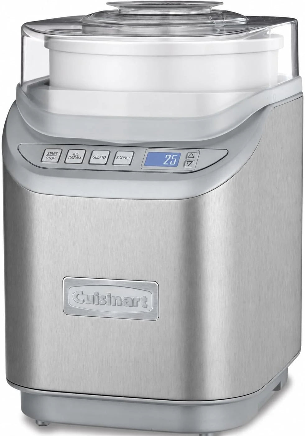 Cuisinart Ice Cream Maker Machine, 2-Quart Stainless Steel Frozen Yogurt, Gelato, Sorbet, Ready in 20 Minutes, LCD Screen and Timer, ICE-70WB