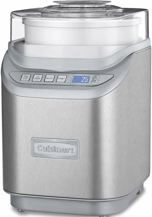 Cuisinart Ice Cream Maker Machine, 2-Quart Stainless Steel Frozen Yogurt, Gelato, Sorbet, Ready in 20 Minutes, LCD Screen and Timer, ICE-70WB