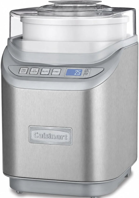 Cuisinart Ice Cream Maker Machine, 2-Quart Stainless Steel Frozen Yogurt, Gelato, Sorbet, Ready in 20 Minutes, LCD Screen and Timer, ICE-70WB