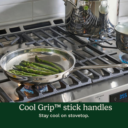 Cuisinart Chef’s Classic 11-Piece Stainless Steel Pots and Pans Set, Cookware Set Compatible with Induction, Electric, Gas Cooktops, Aluminum Core for Even Heat, Cool Grip Handles, Dishwasher Safe
