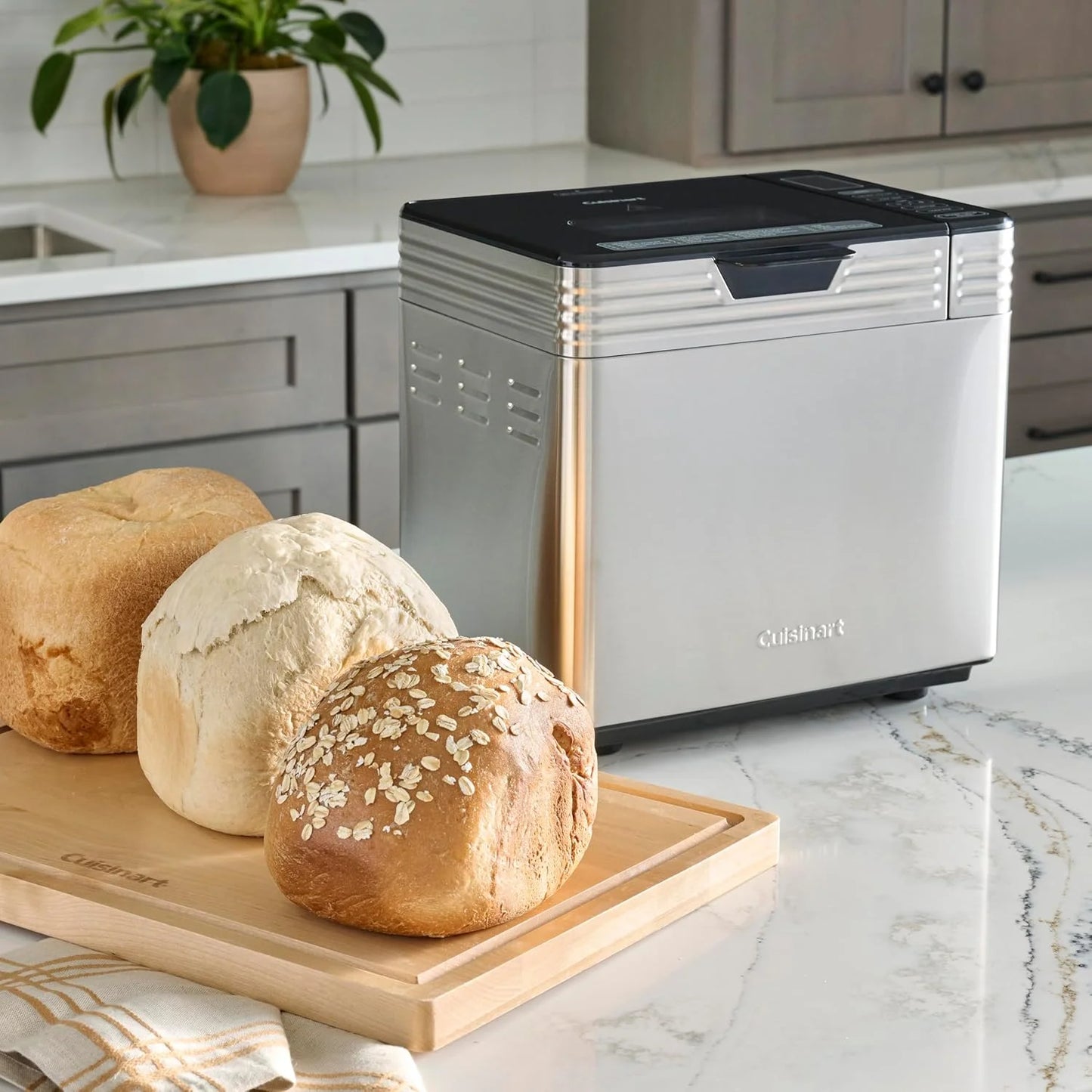 Cuisinart Bread Maker Machine, 16 Menu Programs, Stainless Steel, 2-Lb Loaf