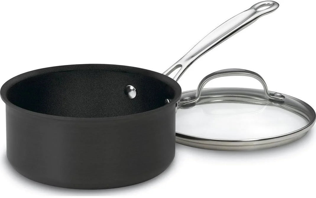 Cuisinart Chef's Classic Nonstick Hard-Anodized 1.5-Quart Saucepan with Lid, Black, 619C-16