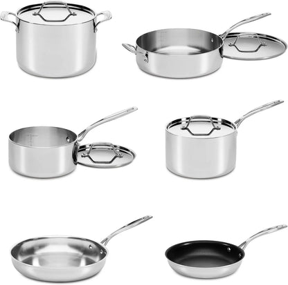 Cuisinart Custom-Clad 5-Ply Stainless Steel 10 Piece Cookware Set, CCC5-10
