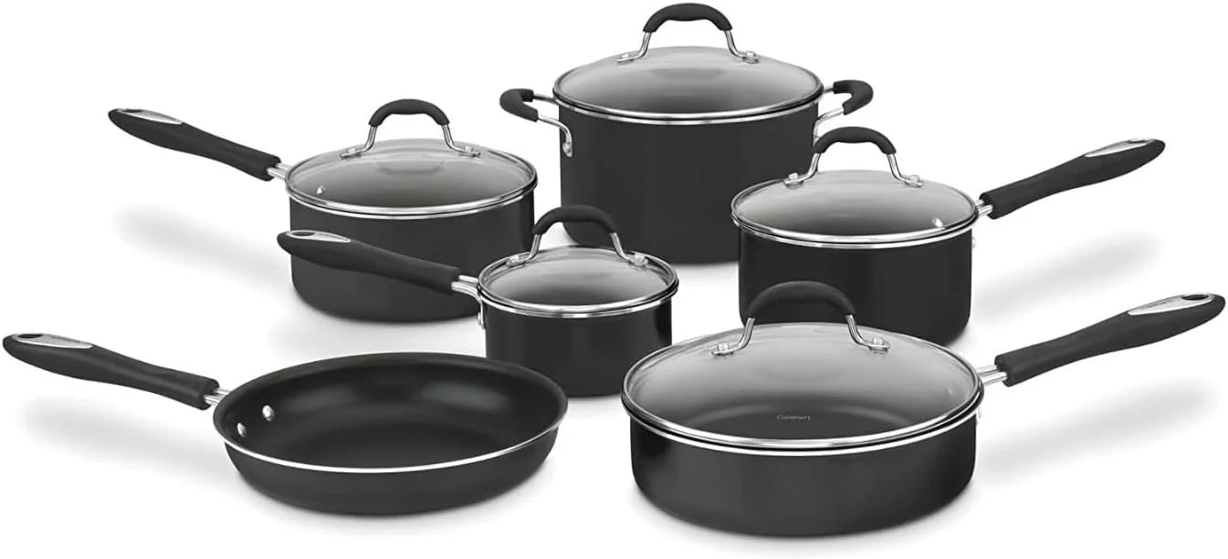Cuisinart Pots and Pans Set, Nonstick w/Aluminum Core, 11-Piece, Black