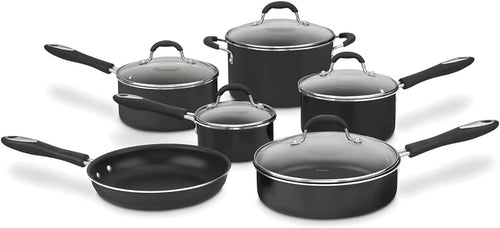 Cuisinart Pots and Pans Set, Nonstick w/Aluminum Core, 11-Piece, Black