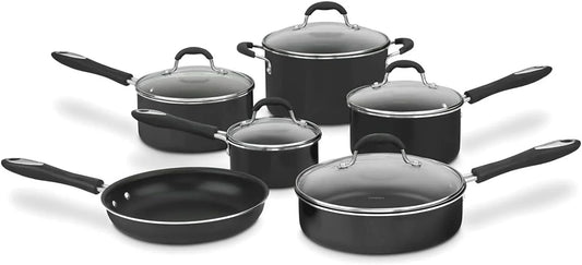 Cuisinart Pots and Pans Set, Nonstick w/Aluminum Core, 11-Piece, Black