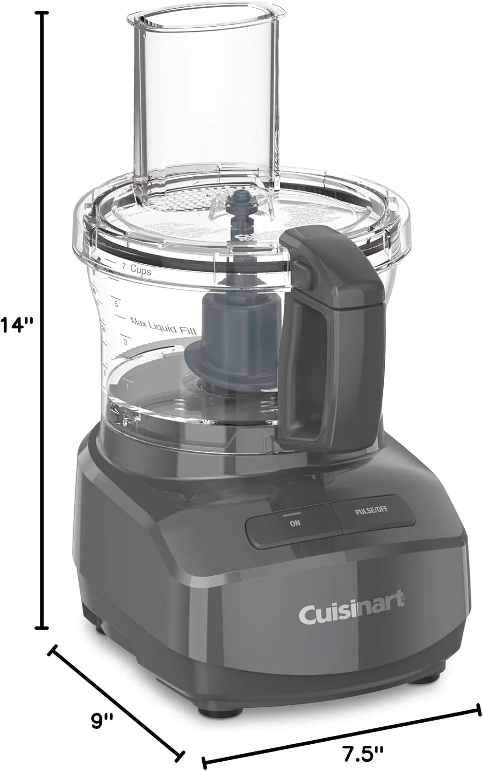 Cuisinart 7-Cup Sleek and Modern Design Food Processor with Two Easy Controls and Universal Blade for Chopping, Mixing, and Dough (Gray)