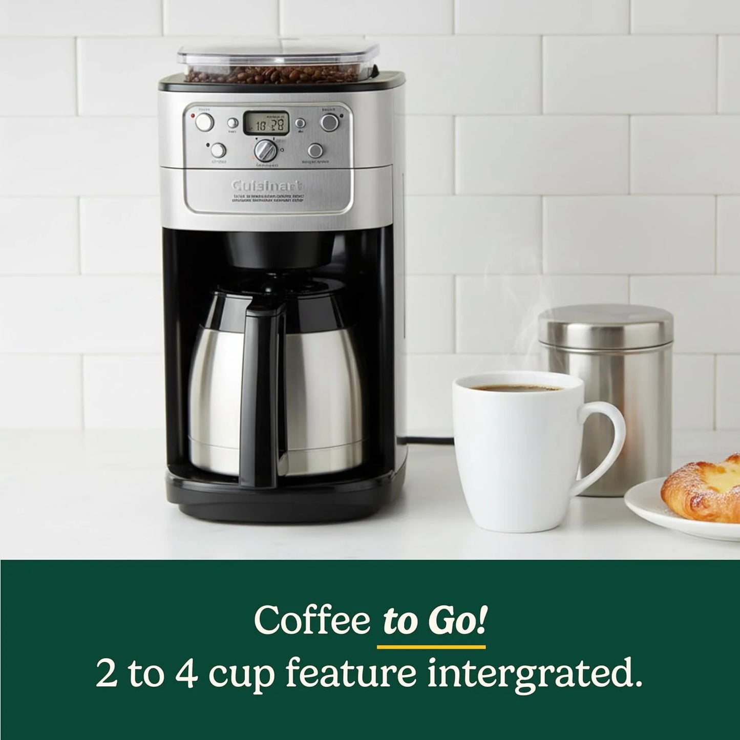 Cuisinart DGB-950BCC Burr Grind & Brew 10 Cup Automatic Coffee Maker, Thermal Carafe, Charcoal Water Filter, Programmable, Stainless Steel