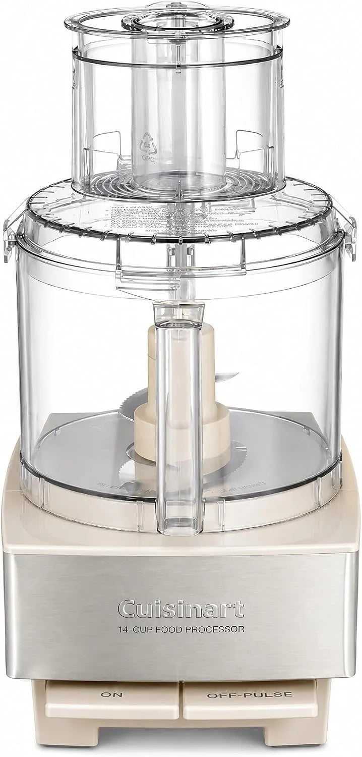 Cuisinart Food Processor 14-Cup Vegetable Chopper for Mincing, Dicing, Shredding, Puree & Kneading Dough, Cream Stainless Steel, DFP-14CRM