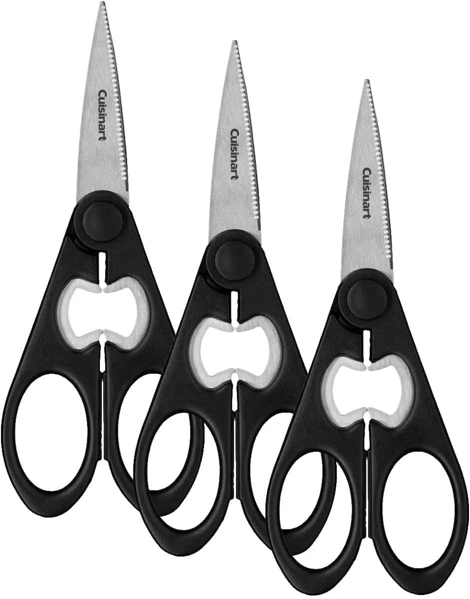 Cuisinart Shears, 8 Inch Kitchen Scissors, Black (Pack of 3)