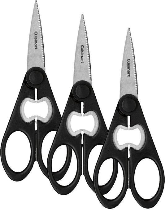 Cuisinart Shears, 8 Inch Kitchen Scissors, Black (Pack of 3)