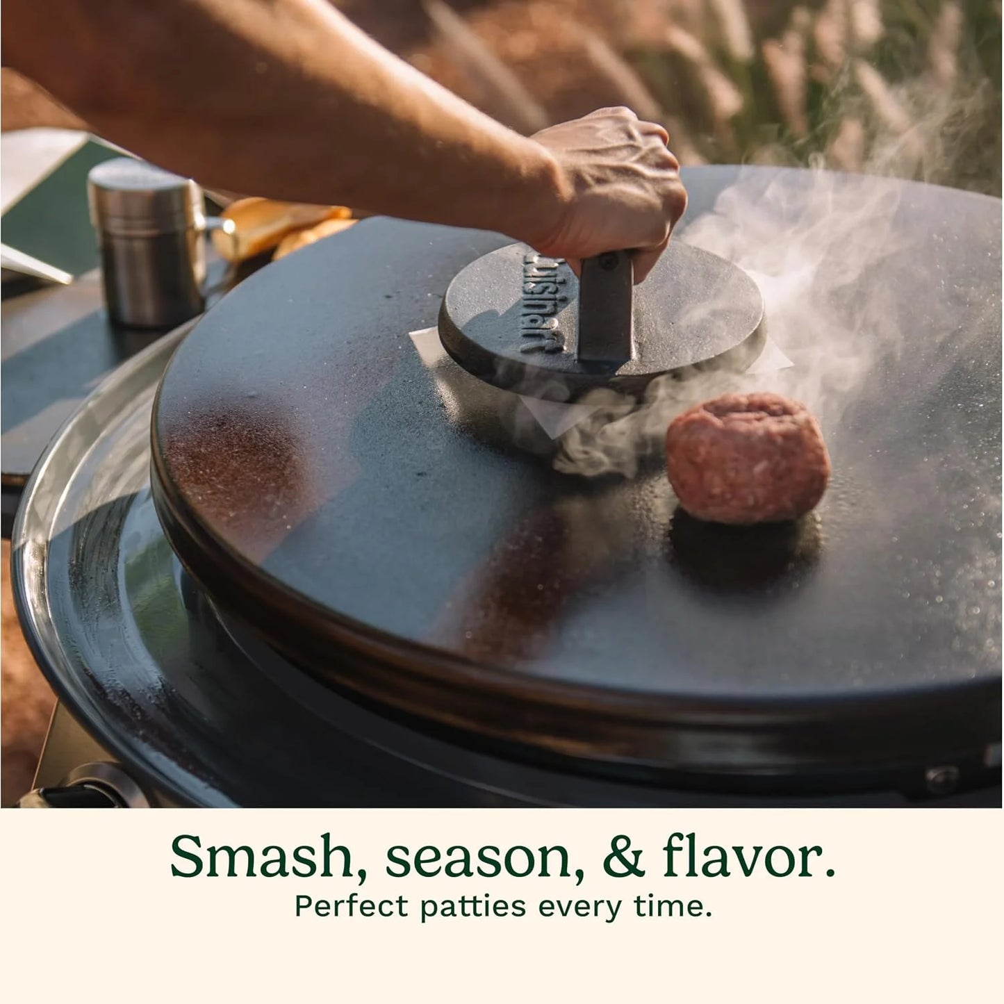 Cuisinart Smash Burger Press, Cast Iron, 6.5" Round Burger Smasher
