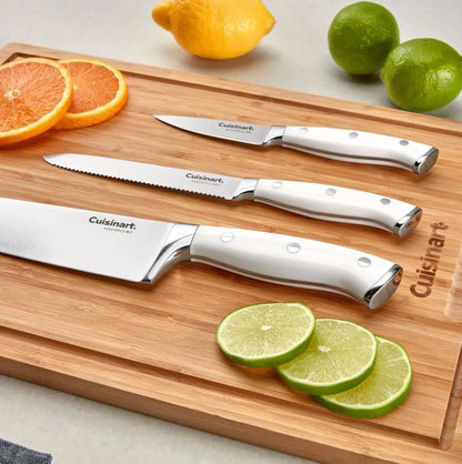 Cuisinart 3-Piece Forged High-Carbon Stainless Steel Knife Set with Blade Sheaths, Full-Tang Triple-Rivet Construction